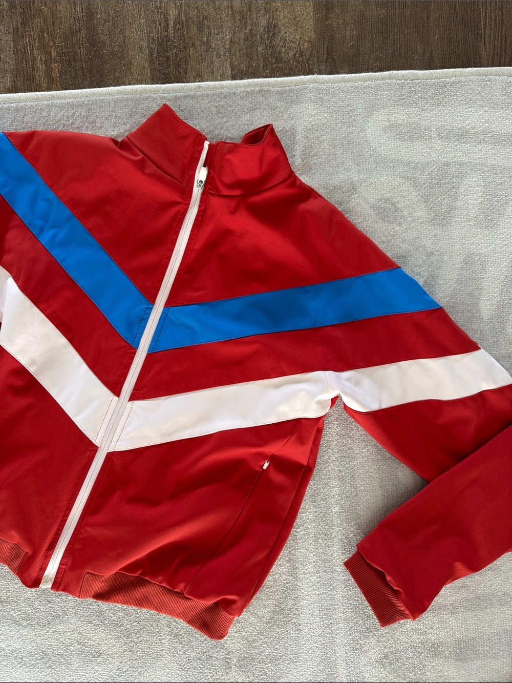 Splits59 Red Chevron Zip-Up Track Jacket with Blue & White Stripes